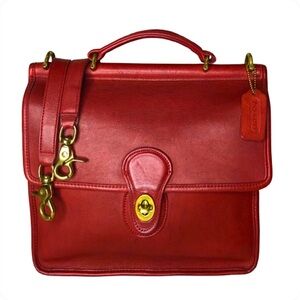 Vintage COACH WILLIS Red Glove Tanned Top Handle Crossbody Satchel 9927 USA COA